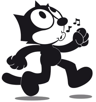 Felix the cat cartoon illustration whistling