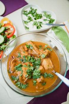 Close up shot of a homemade chicken curry.