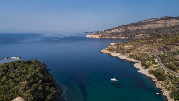 aerial view of Aliki area. Thassos island, Greece