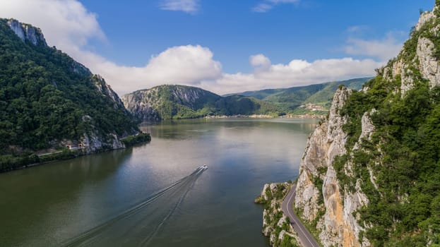 landscape in the Danube Gorges. Cazanele Mari seen from the Romanian side