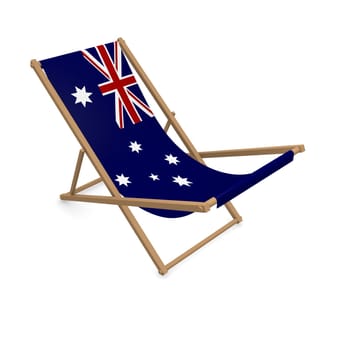 Deckchair with the flag of Australia, 3d rendering