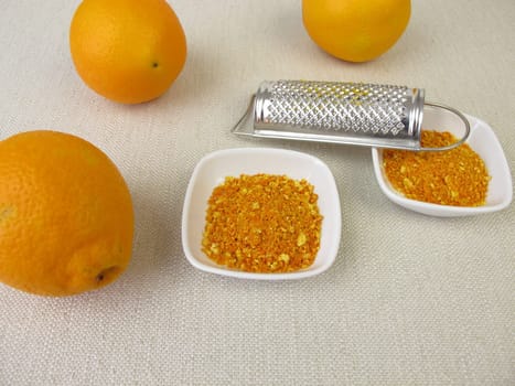 Orange abrasion of organic oranges and a grater