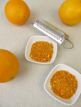 Orange abrasion of organic oranges and a grater