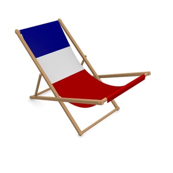 Deckchair with the flag of France, 3d rendering