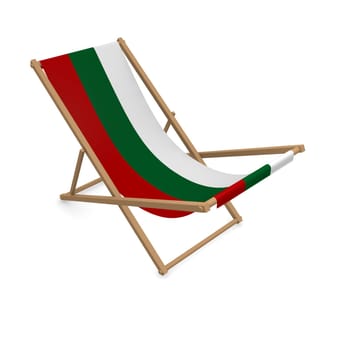 Deckchair with the flag of Bulgarian, 3d rendering