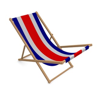 Deckchair with the flag of Costa Rica, 3d rendering