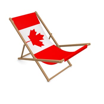 Deckchair with the flag of Canada, 3d rendering