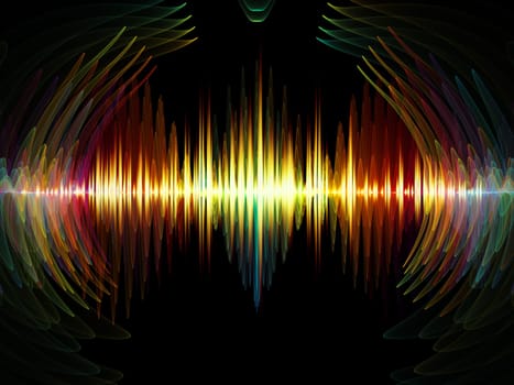 Wave Function series. Composition of  colored sine vibrations, light and fractal elements to serve as backdrop for projects on sound equalizer, music spectrum and  quantum probability