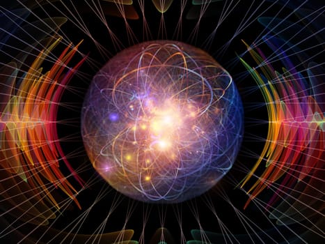 Wave Function series. Artistic background made of colored sine vibrations, light and fractal elements for use with projects on sound equalizer, music spectrum and  quantum probability