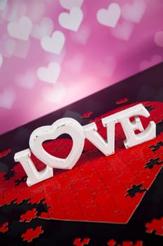 Wooden letters love and heart