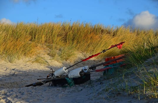 Fishing buoys on the beach of Ahrenshoop