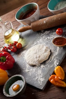 Homemade italian pizza preparation