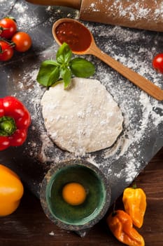 Homemade italian pizza preparation