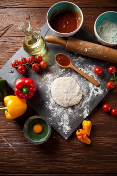 Fresh an tasty homemade pizza preparation