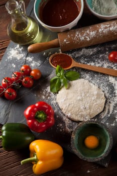 Fresh an tasty homemade pizza preparation