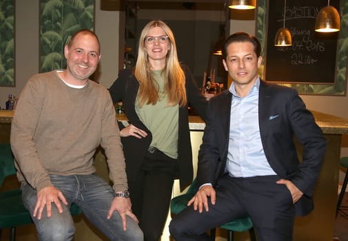 Tim Becker,Sarah Zirpins und Tomas Benakovic (Bastion Geschaeftsfuehrung). BASTION Restaurant Eroeffnung im Museum für Hamburgische Geschichte in Hamburg