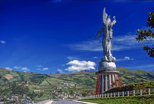 Panecillo Hill with statue in Quito, Ecuador