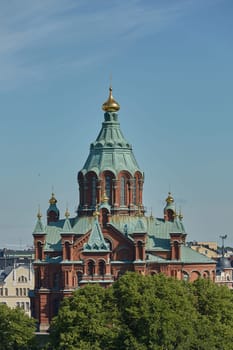 Uspenski Cathedral, an Eastern Orthodox cathedral in Helsinki, Finland, dedicated to the Dormition of the Theotokos (the Virgin Mary).