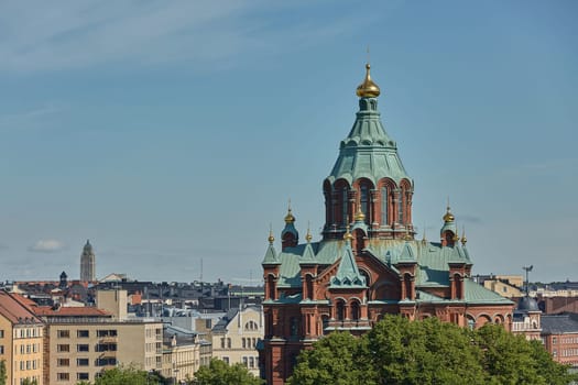 Uspenski Cathedral, an Eastern Orthodox cathedral in Helsinki, Finland, dedicated to the Dormition of the Theotokos (the Virgin Mary).