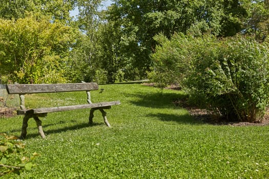 Resting bench in a Botanic Garden in Helsinki, Finland.