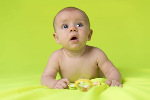 Portrait of a crawling baby