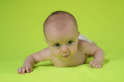 Portrait of a crawling baby
