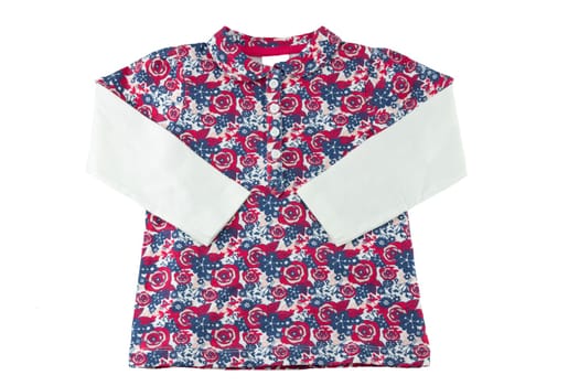 Fashionable little girl t-shirt with floral print isolated on white. Concept summer fashion for childs.