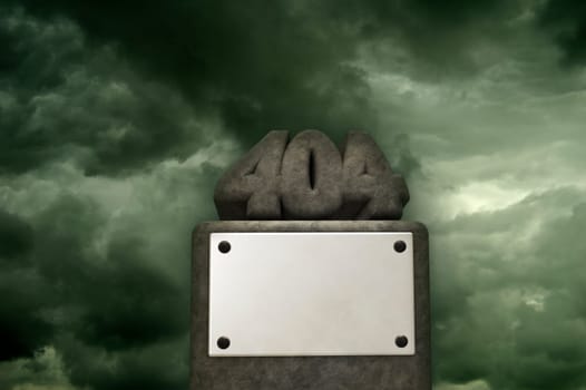 the number 404 made of stone on pedestal - 3d illustration