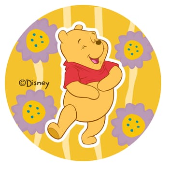Winnie the Pooh bear cartoon yellow flower illustration