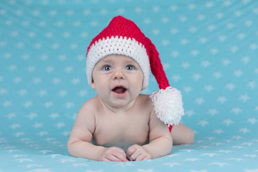 Baby in christmas hat