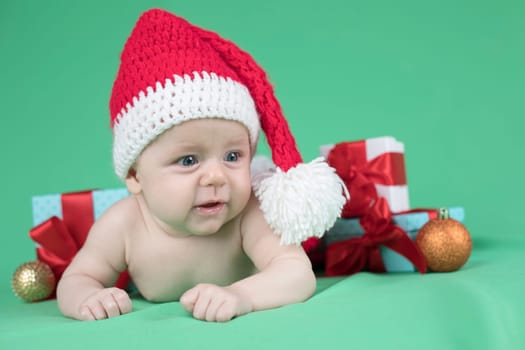 Baby in christmas hat