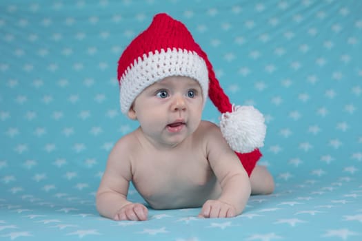 Baby in christmas hat