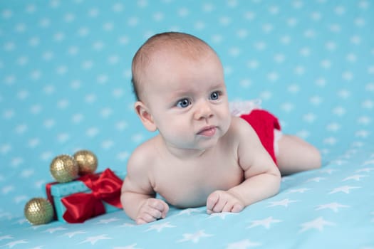 Christmas baby crawling