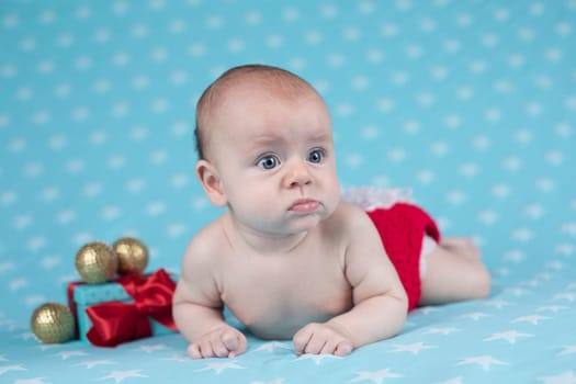 Christmas baby crawling