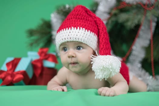 Baby in christmas hat