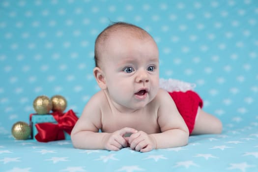 Christmas baby crawling