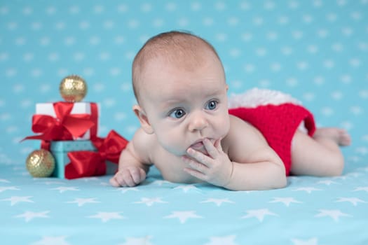 Little cute baby crawling