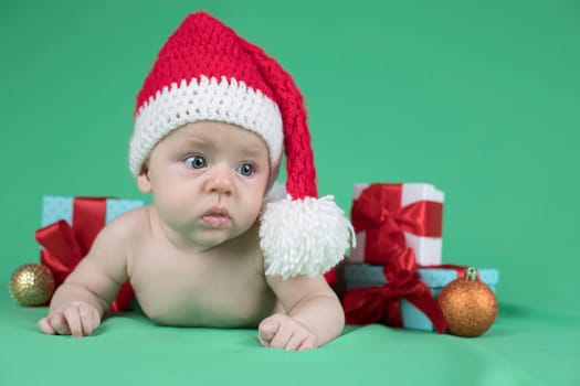 Baby in christmas hat