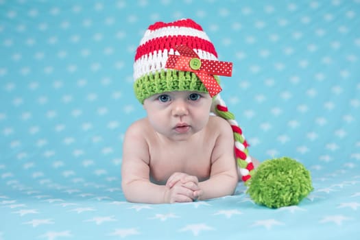 Christmas baby crawling