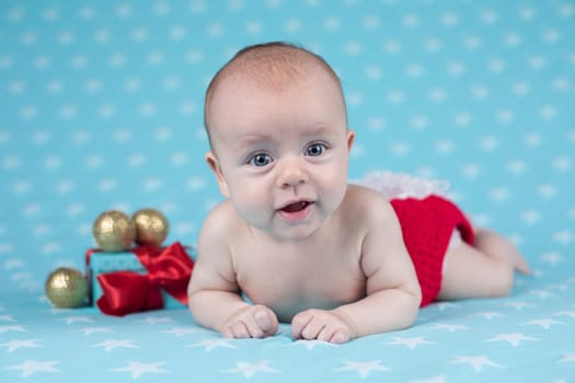 Christmas baby crawling