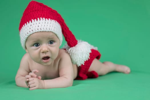 Baby in christmas hat