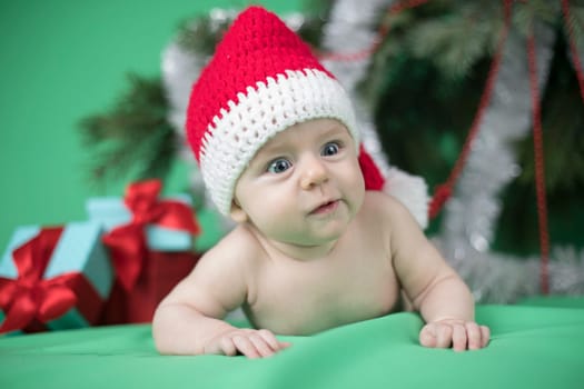 Baby in christmas hat