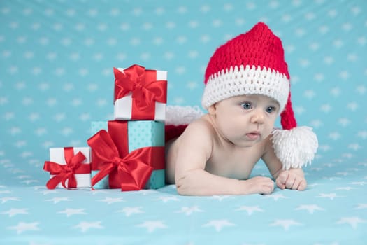 Baby in christmas hat