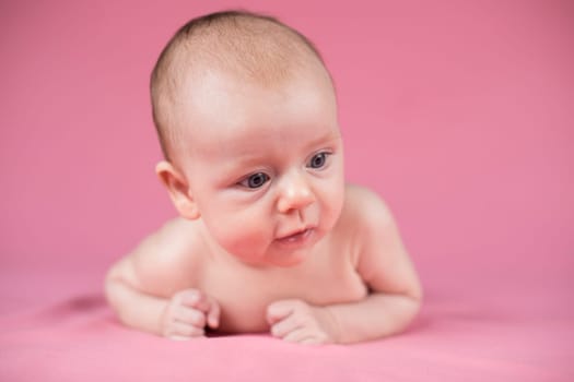 Funny crawling baby girl