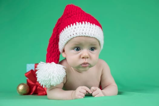 Baby in christmas hat