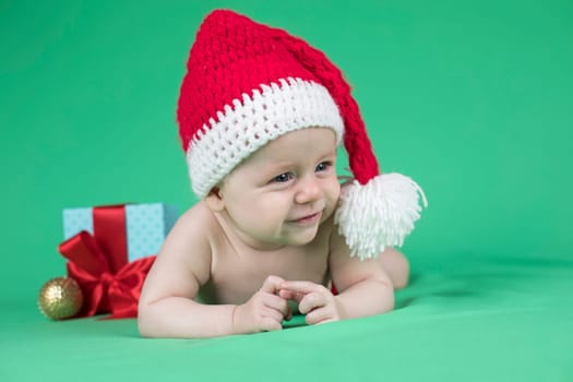 Baby in christmas hat