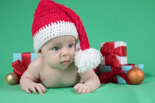 Baby in christmas hat