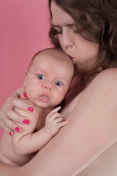 Cute portrait of mother and baby