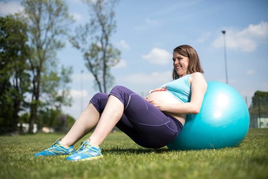 Fitball in the gym, Pregnant woman