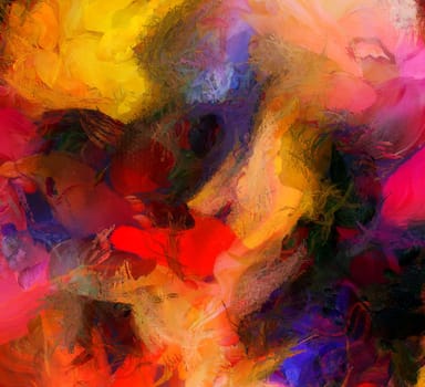 Colorful Hot Abstract Painting. 3D rendering